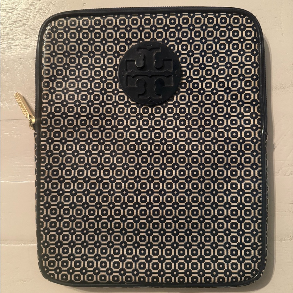 Tory Burch Navy and White Geometric Tablet Sleeve
